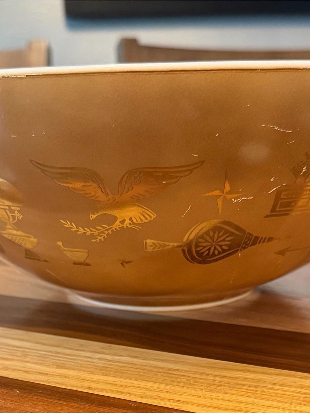 Pyrex 444 Golden Eagle Early American Cinderella Mixing Bowl